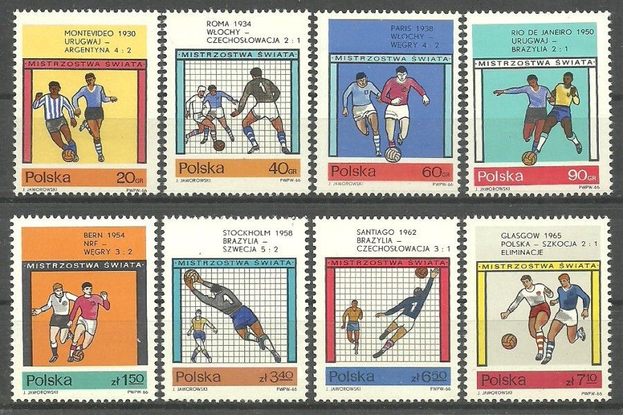 Znaczek Polska 1966 Mi 1665-1672 Fi 1516-1523 Czyste **