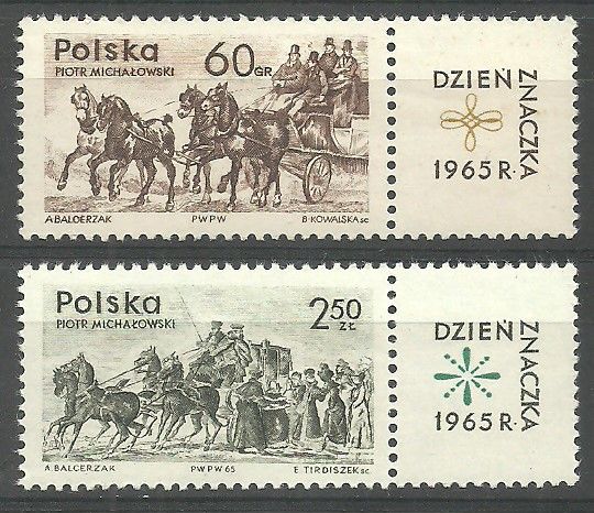 Znaczek Polska 1965 Mi zf 1621-1622 Fi zf 1480-1481 Czyste **