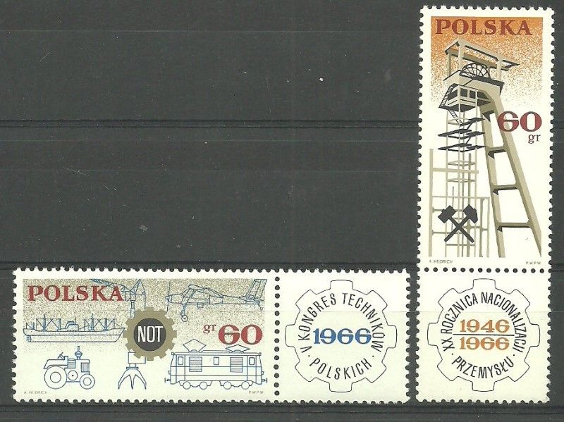 Znaczek Polska 1966 Mi zf 1653-1654 Fi zf 1504-1505 Czyste **