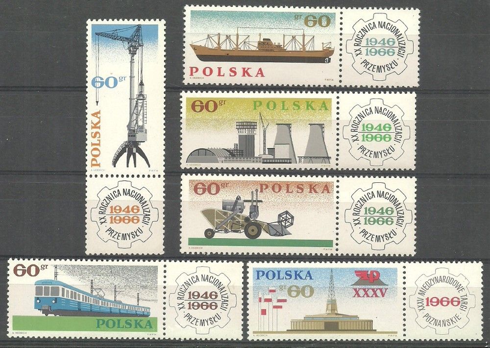 Znaczek Polska 1966 Mi zf 1674-1679 Fi zf 1526-1531 Czyste **