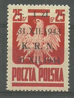 Znaczek Polska 1944 Mi 386 Fi 344 Czyste **