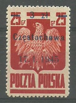 Znaczek Polska 1945 Mi 390II Fi 349 Czyste **