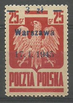 Znaczek Polska 1945 Mi 390IXa Fi 350 Czyste **