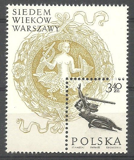 Znaczek Polska 1965 Mi bl 37 Fi bl 46 Czyste **