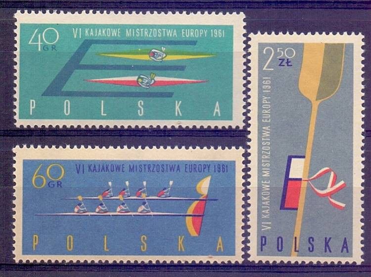Znaczek Polska 1961 Mi 1254-1256 Fi 1110-1112B Czyste **