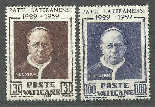 Znaczek Watykan 1959 Mi 313-314 Czyste **