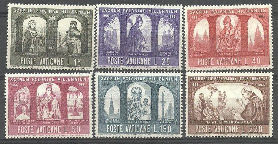 Znaczek Watykan 1966 Mi 502-507 Czyste **