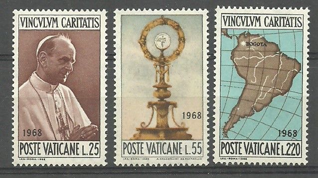 Znaczek Watykan 1968 Mi 538-540 Czyste **
