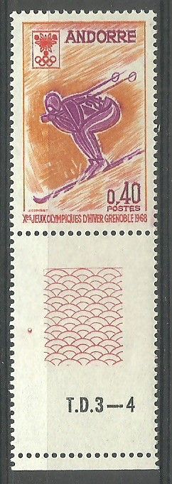 Znaczek Andora (francuska) 1968 Mi 207 Czyste **