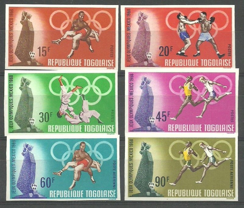 Znaczek Togo 1968 Mi 661-666B Czyste **