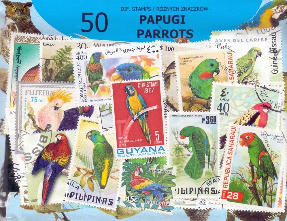 Znaczek PAPUGI 50 znaczków