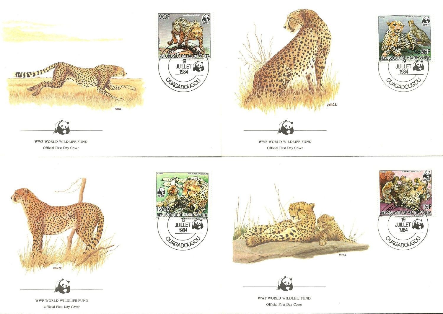 Znaczek Górna Wolta 1984 Mi 957-960 FDC