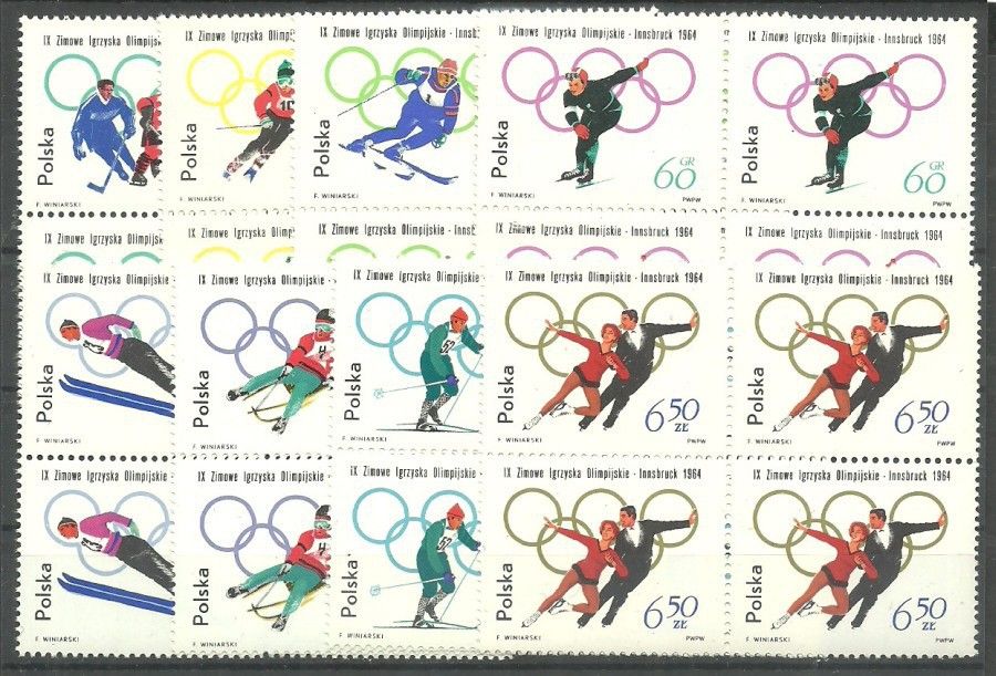 Znaczek Polska 1964 Mi 1457-1464 Fi 1309-1316 Czyste **