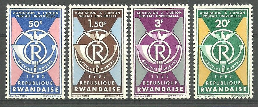 Znaczek Rwanda 1963 Mi 37-40 Czyste **
