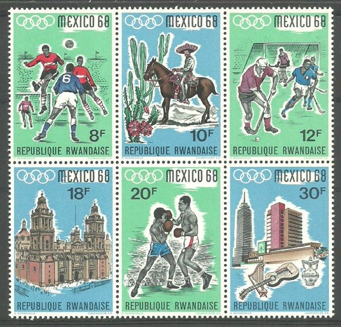 Znaczek Rwanda 1968 Mi 265-270 Czyste **