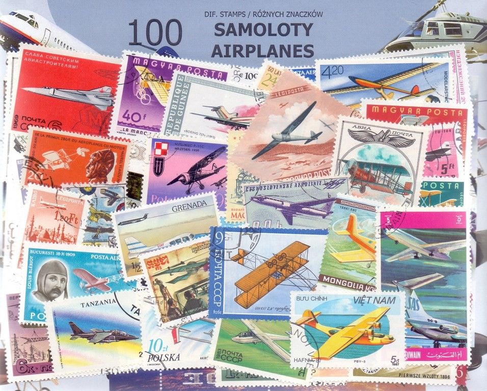 Znaczek SAMOLOTY 100 znaczków