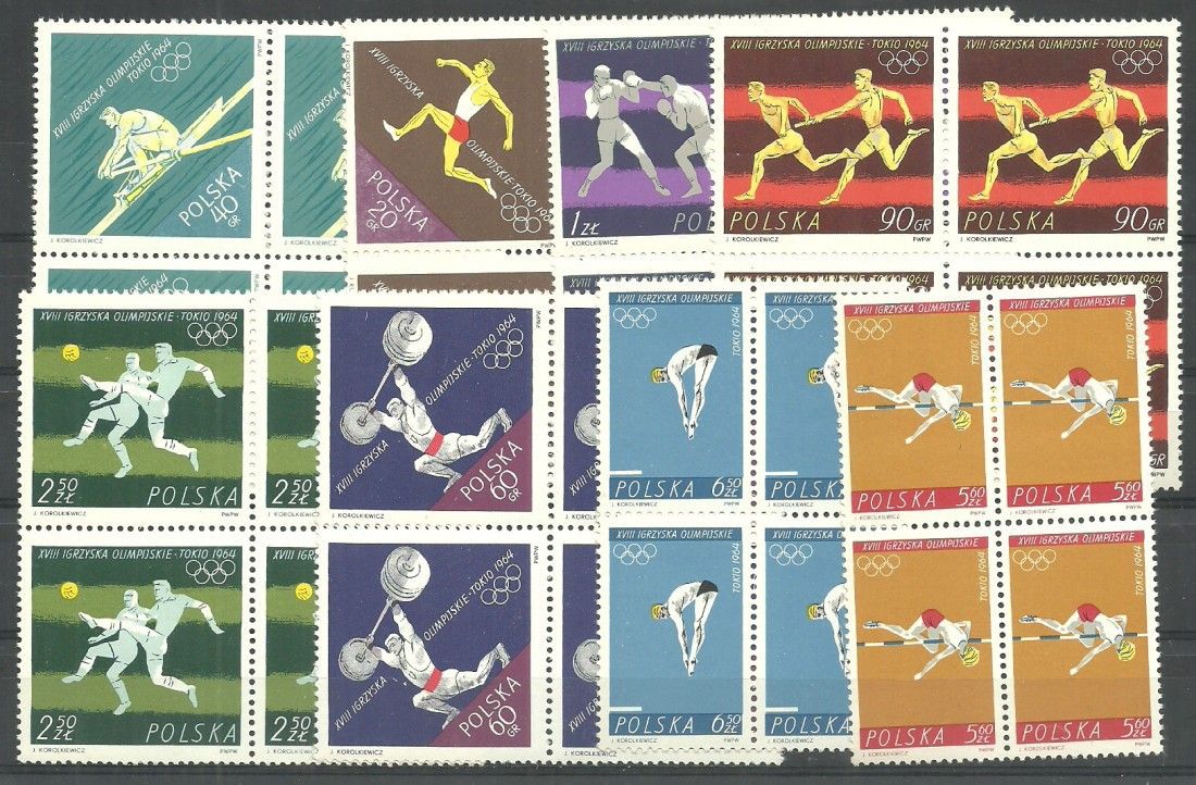 Znaczek Polska 1964 Mi 1514-1521 Fi 1366-1373 Czyste **