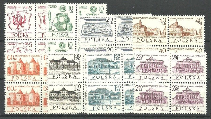 Znaczek Polska 1965 Mi 1597-1604 Fi 1448-1455 Czyste **