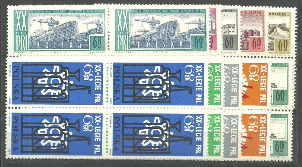 Znaczek Polska 1965 Mi 1644-1652 Fi 1495-1503 Czyste **