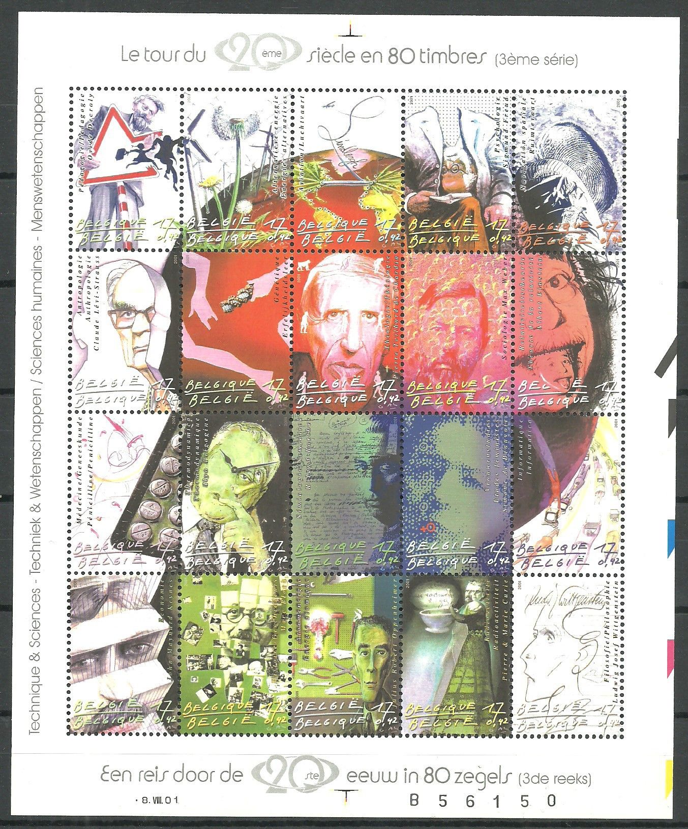 Znaczek Belgia 2001 Mi ark 3074-3093 Czyste **