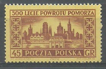 Znaczek Polska 1954 Mi 873 Fi 733 Czyste **