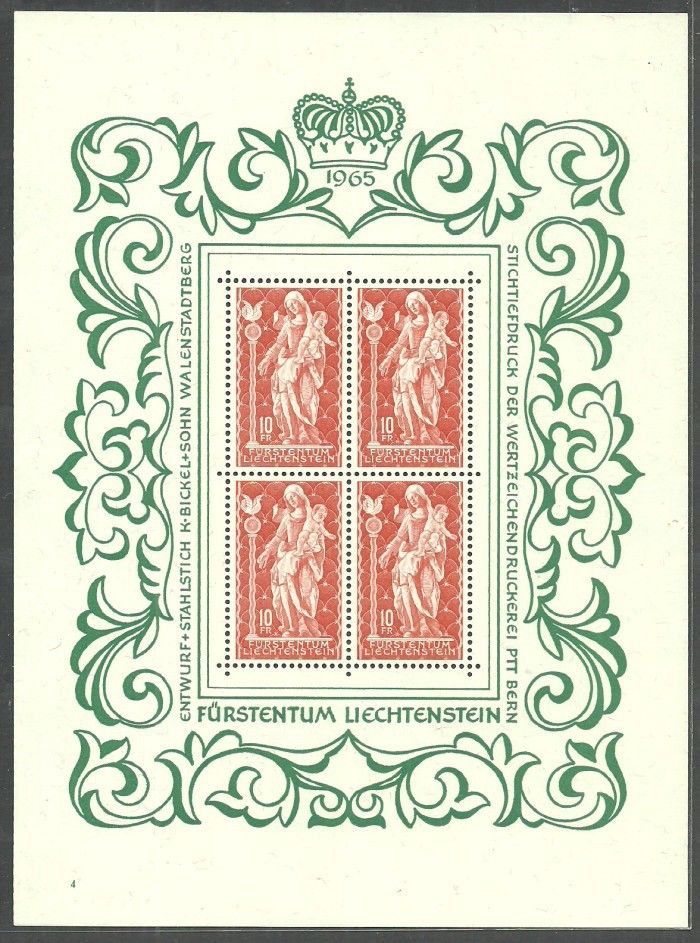 Znaczek Liechtenstein 1965 Mi ark 449 Czyste **