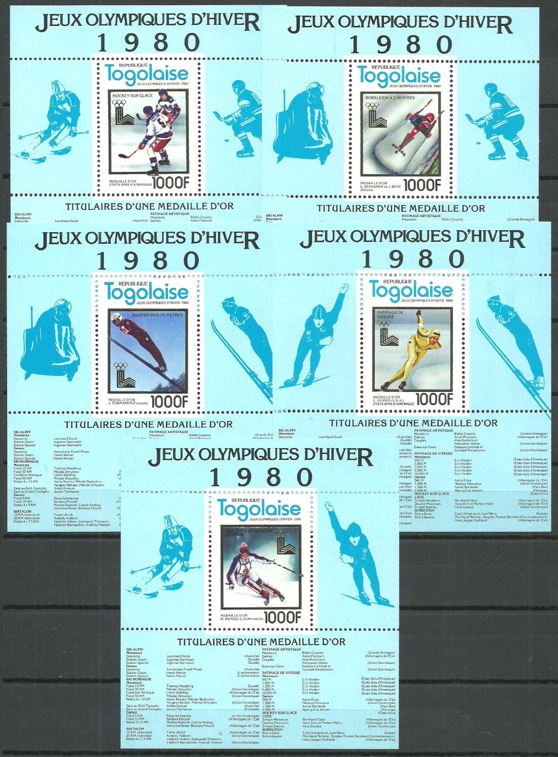 Znaczek Togo 1980 Mi bl 169-173 Czyste **