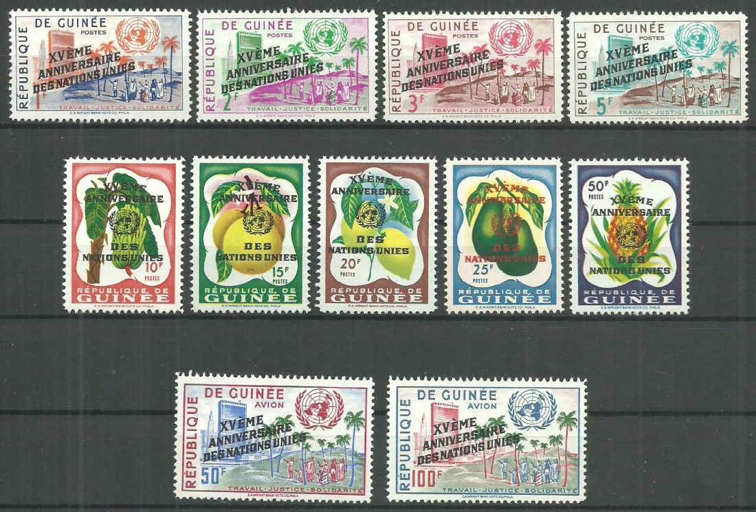 Znaczek Gwinea 1960 Mi 56-66 Czyste **
