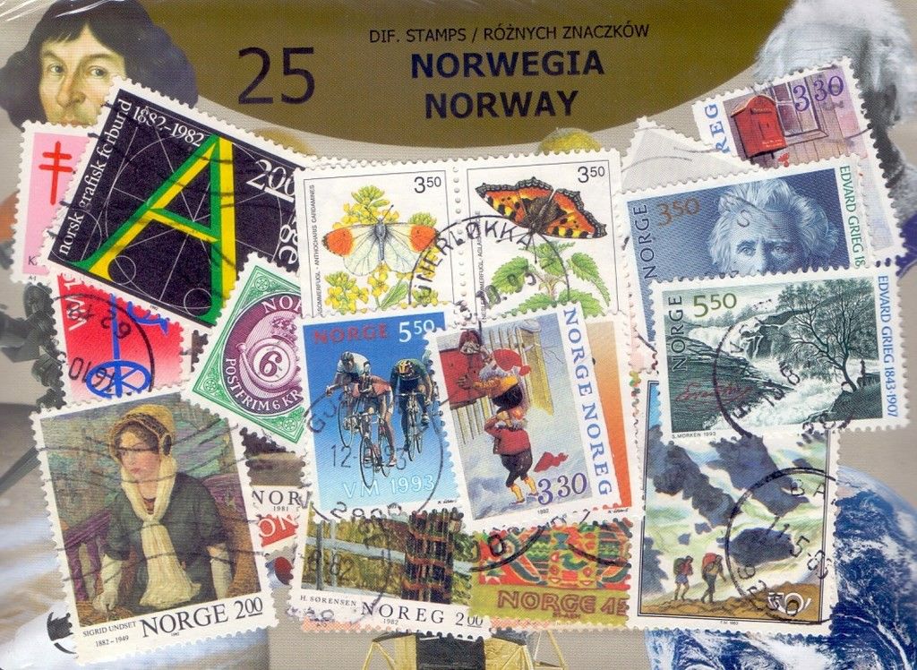 Znaczek NORWEGIA 25 znaczków