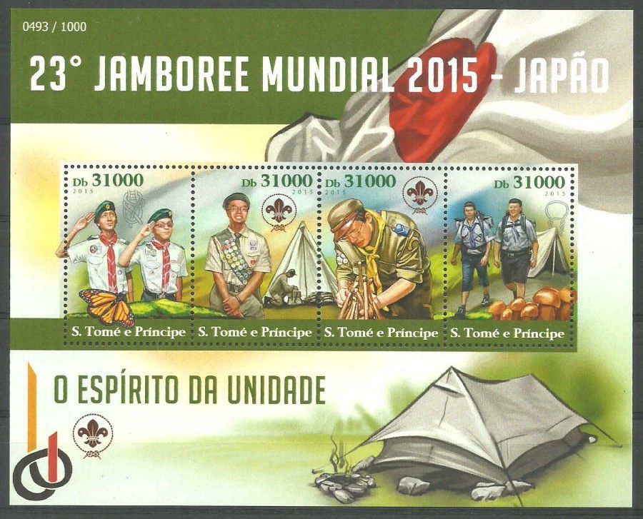 Znaczek Wyspy Św. Tomasza i Książęca 2015 Mi ark 6278-6281 Czyste **