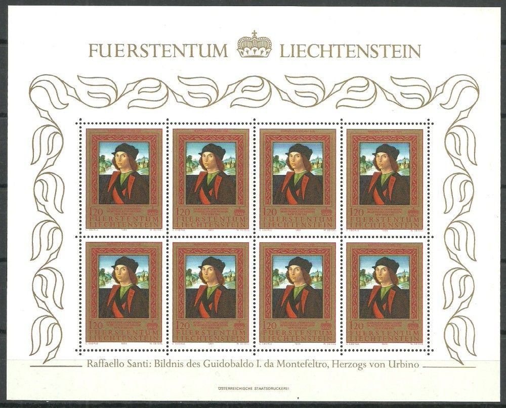 Znaczek Liechtenstein 1985 Mi ark 883 Czyste **