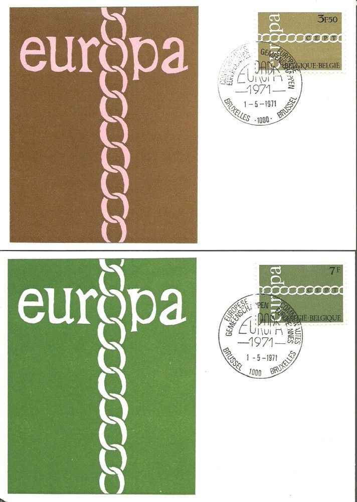 Znaczek Belgia 1971 Mi 1633-1634 Karta Max