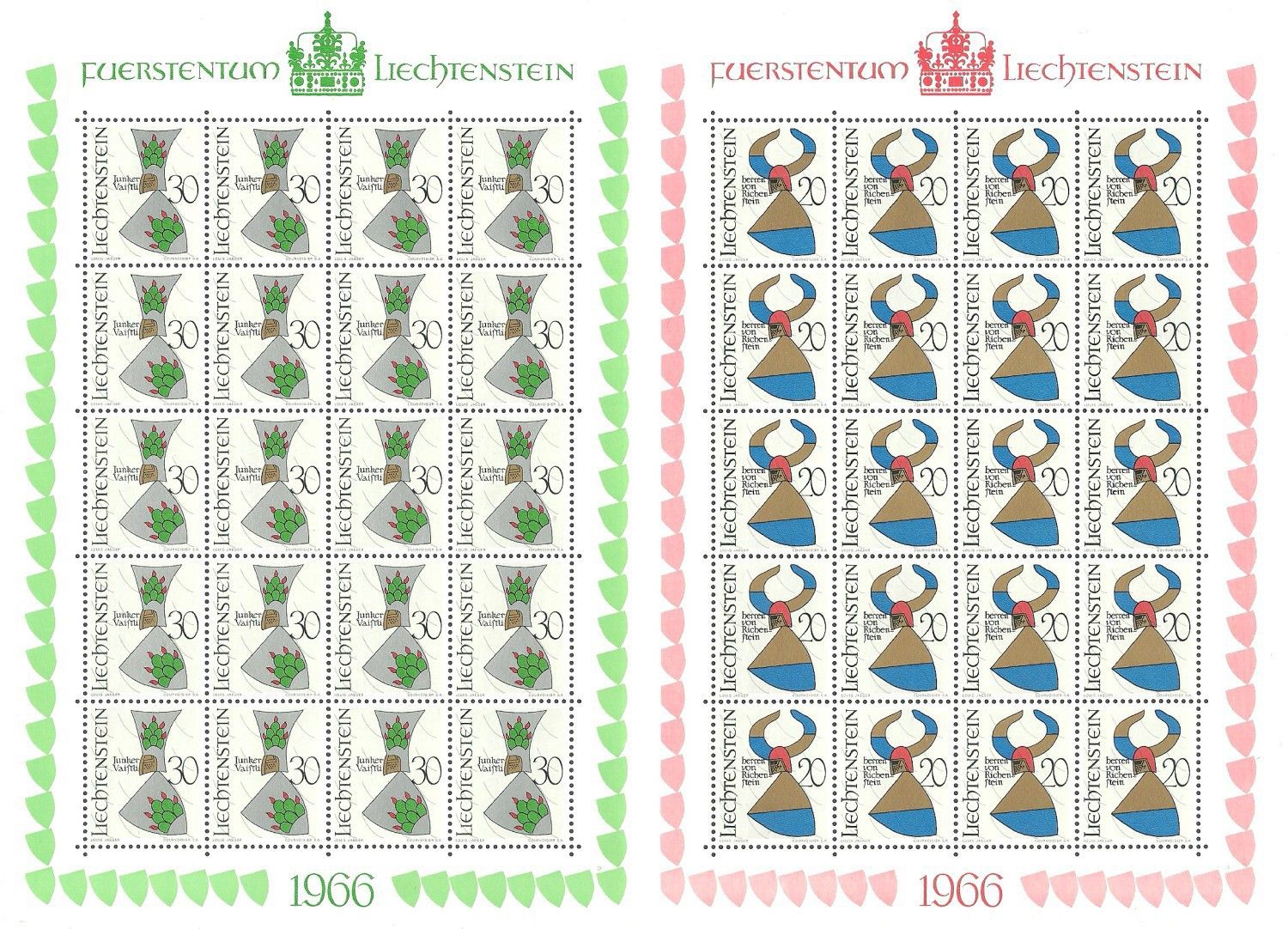 Znaczek Liechtenstein 1966 Mi ark 465-468 Czyste **