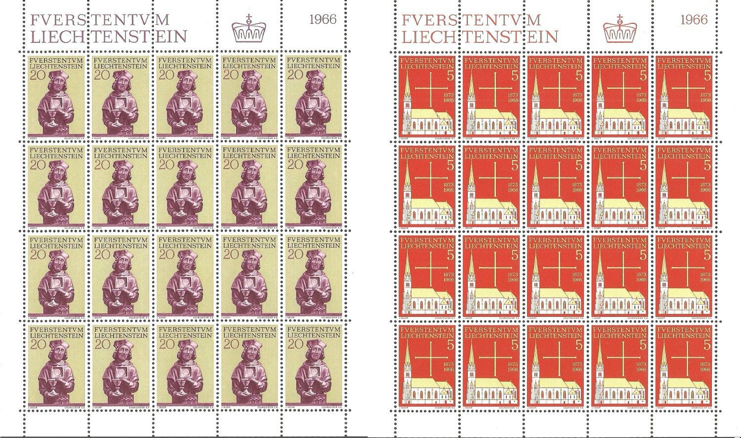 Znaczek Liechtenstein 1966 Mi ark 470-473 Czyste **