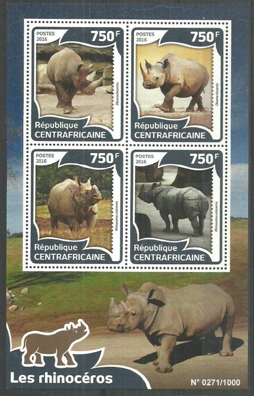 Znaczek Republika Środkowoafrykańska 2016 Mi ark 5970-5973 Czyste **