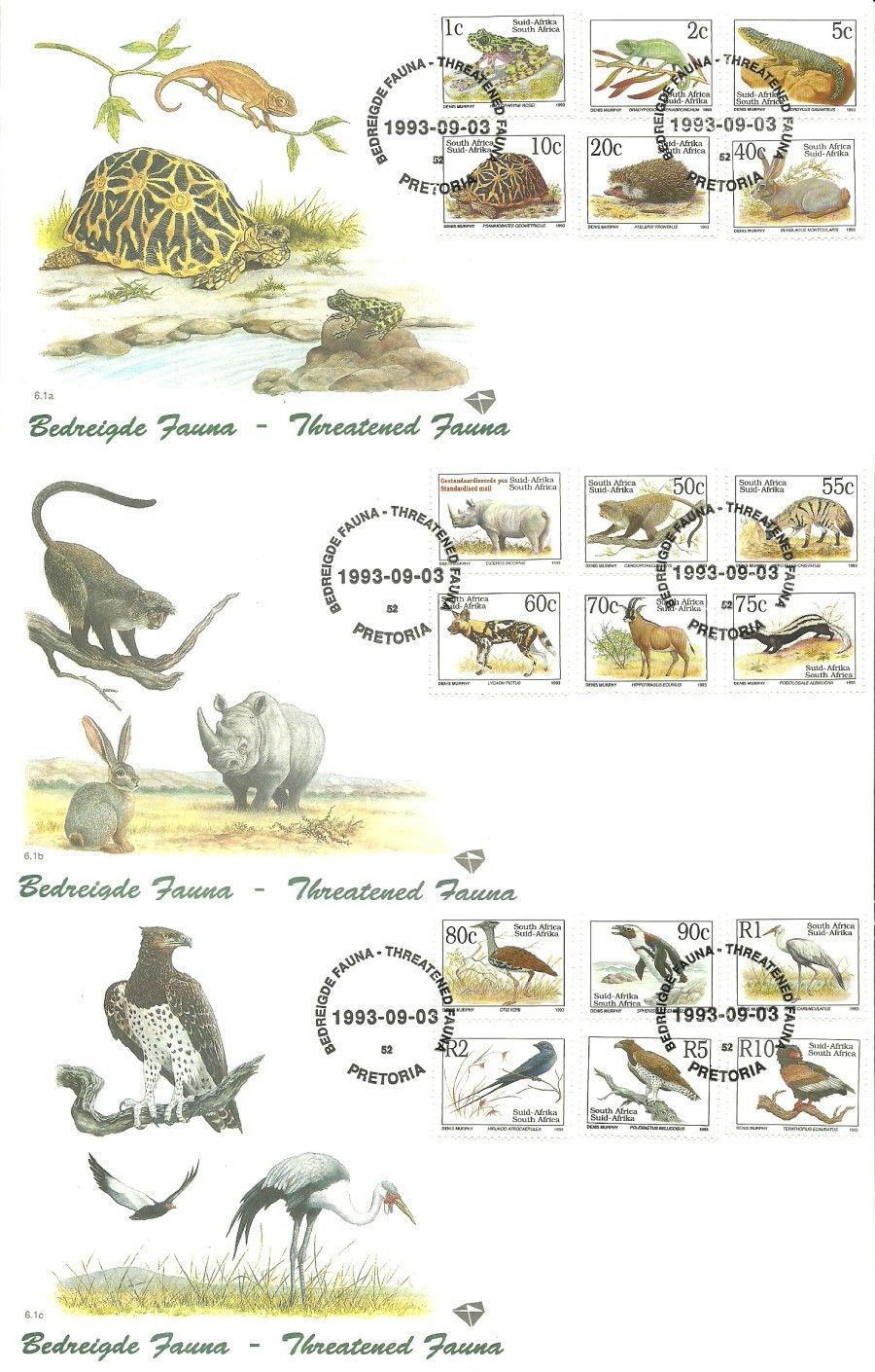 Znaczek Republika Południowej Afryki 1993 Mi 890-907 FDC