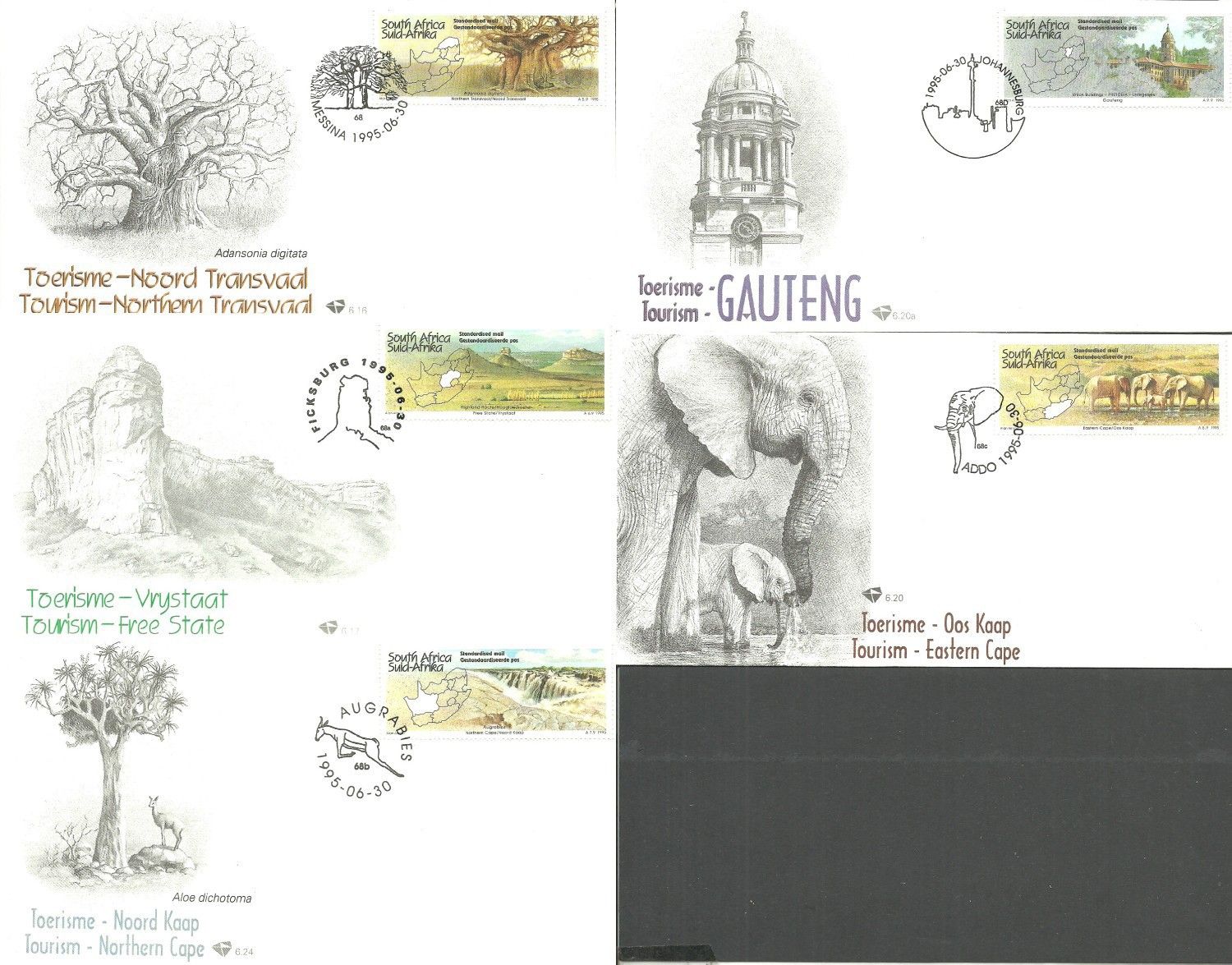 Znaczek Republika Południowej Afryki 1995 Mi 962-966 FDC