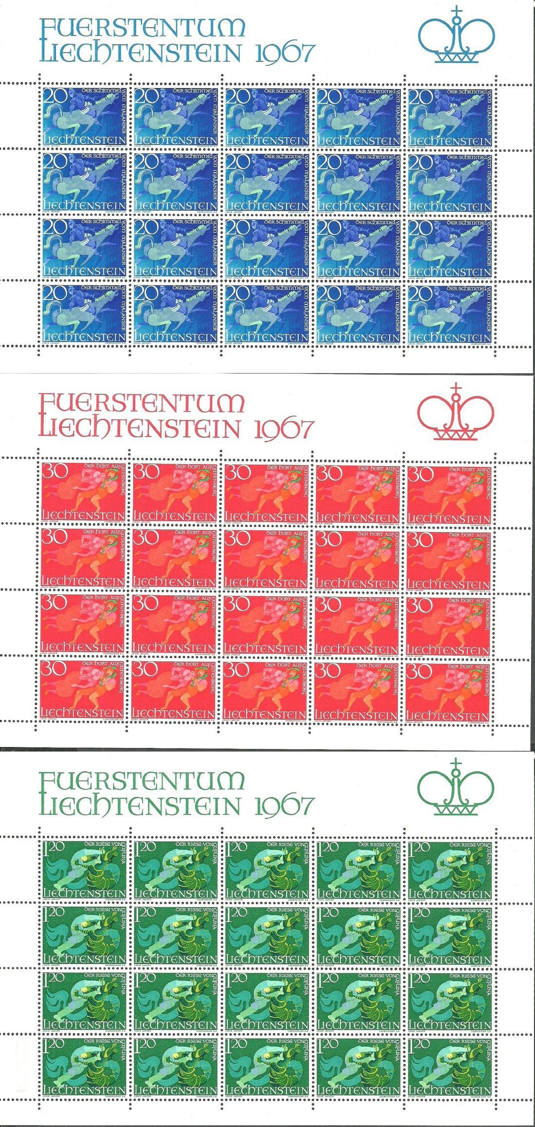 Liechtenstein 1967 Mi ark 475-477 Czyste **