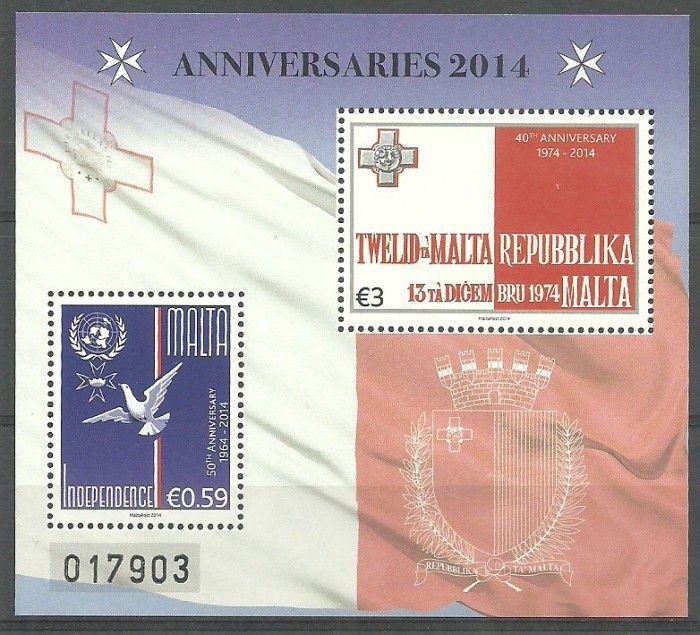 Znaczek Malta 2014 Mi bl 60 Czyste **