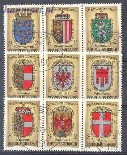 Znaczek Austria 1976 Mi 1522-1530 Stemplowane