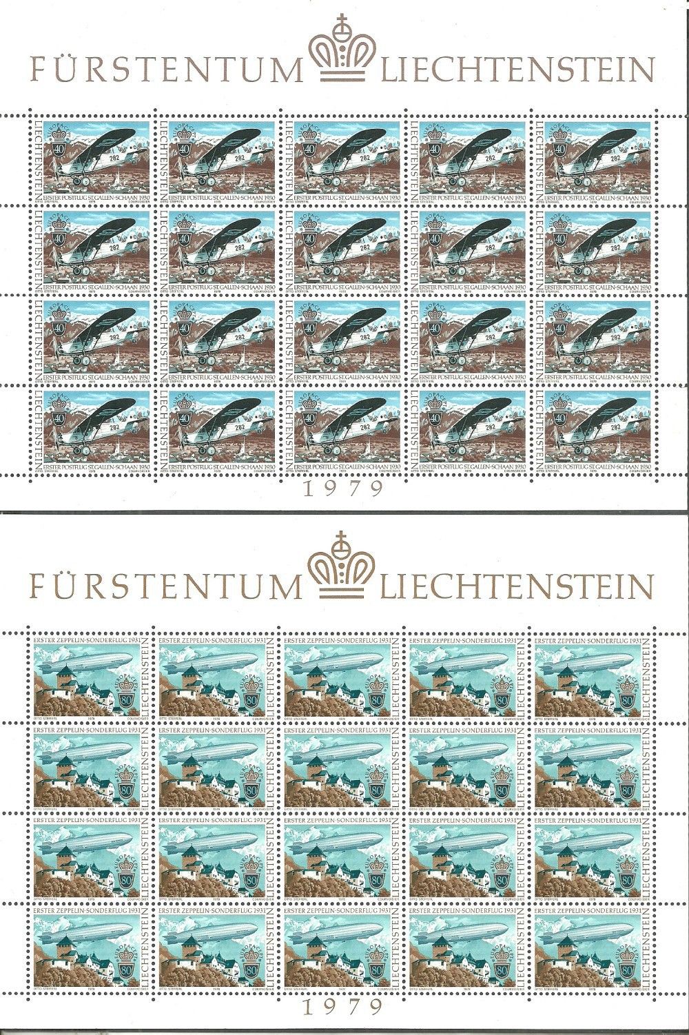 Znaczek Liechtenstein 1979 Mi ark 723-724 Czyste **