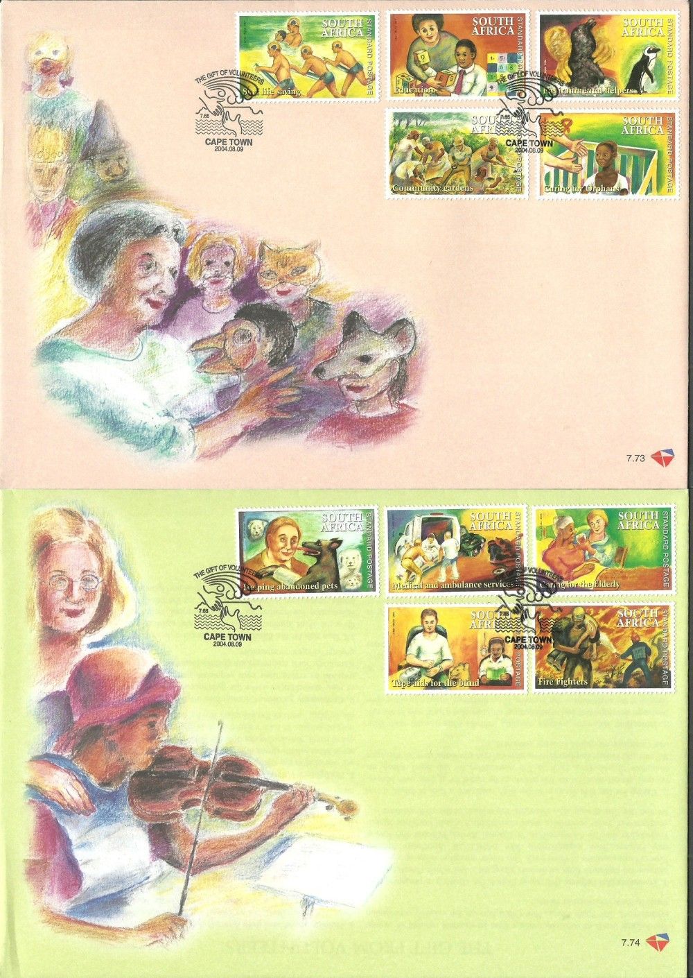 Znaczek Republika Południowej Afryki 2004 Mi 1575-1584 FDC