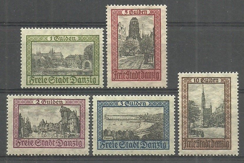 Znaczek Wolne Miasto Gdańsk 1924 Mi 207-211 Czyste **