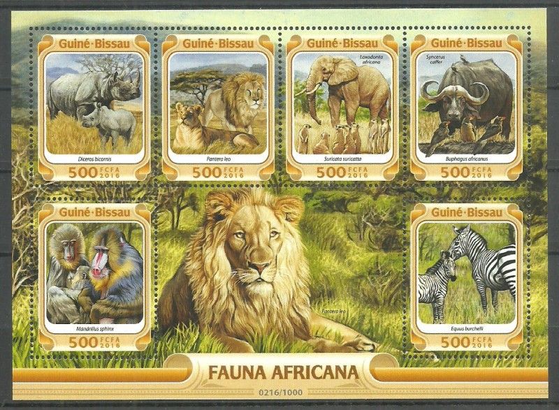 Znaczek Gwinea Bissau 2016 Mi ark 8446-8451 Czyste **
