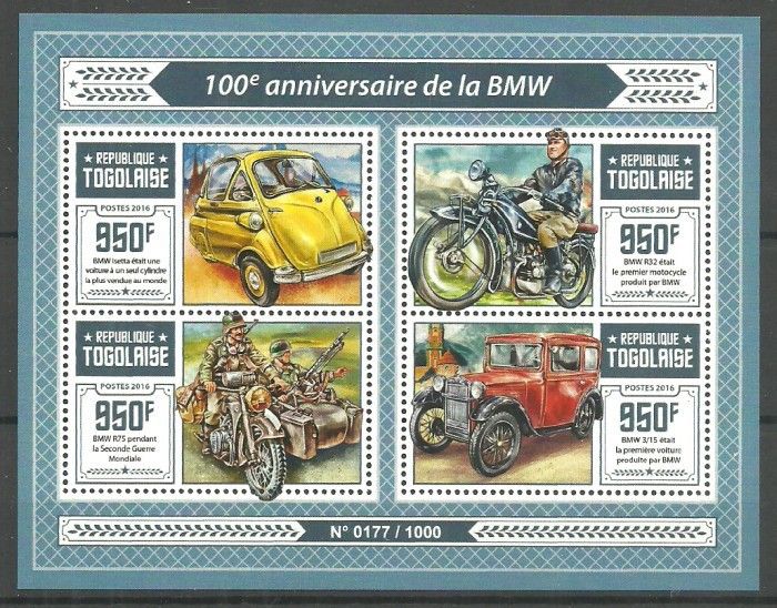 Znaczek Togo 2016 Mi ark 7258-7261 Czyste **