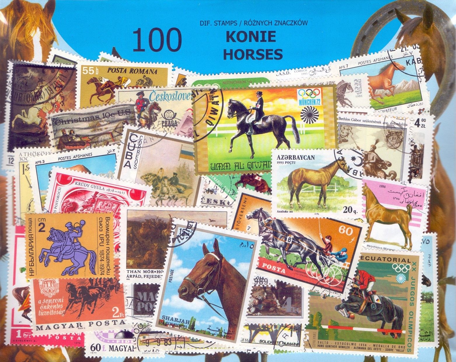 Znaczek KONIE 100 znaczków