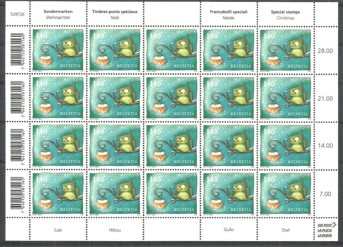 Znaczek Szwajcaria 2013 Mi ark 2319 Czyste **