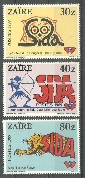 Znaczek Kongo Kinszasa / Zair 1990 Mi 957-959 Czyste **