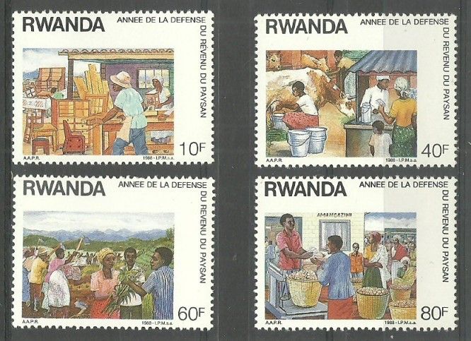 Znaczek Rwanda 1988 Mi 1385-1388 Czyste **