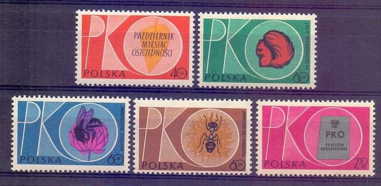 Znaczek Polska 1961 Mi 1261-1265 Fi 1117-1121 Czyste **